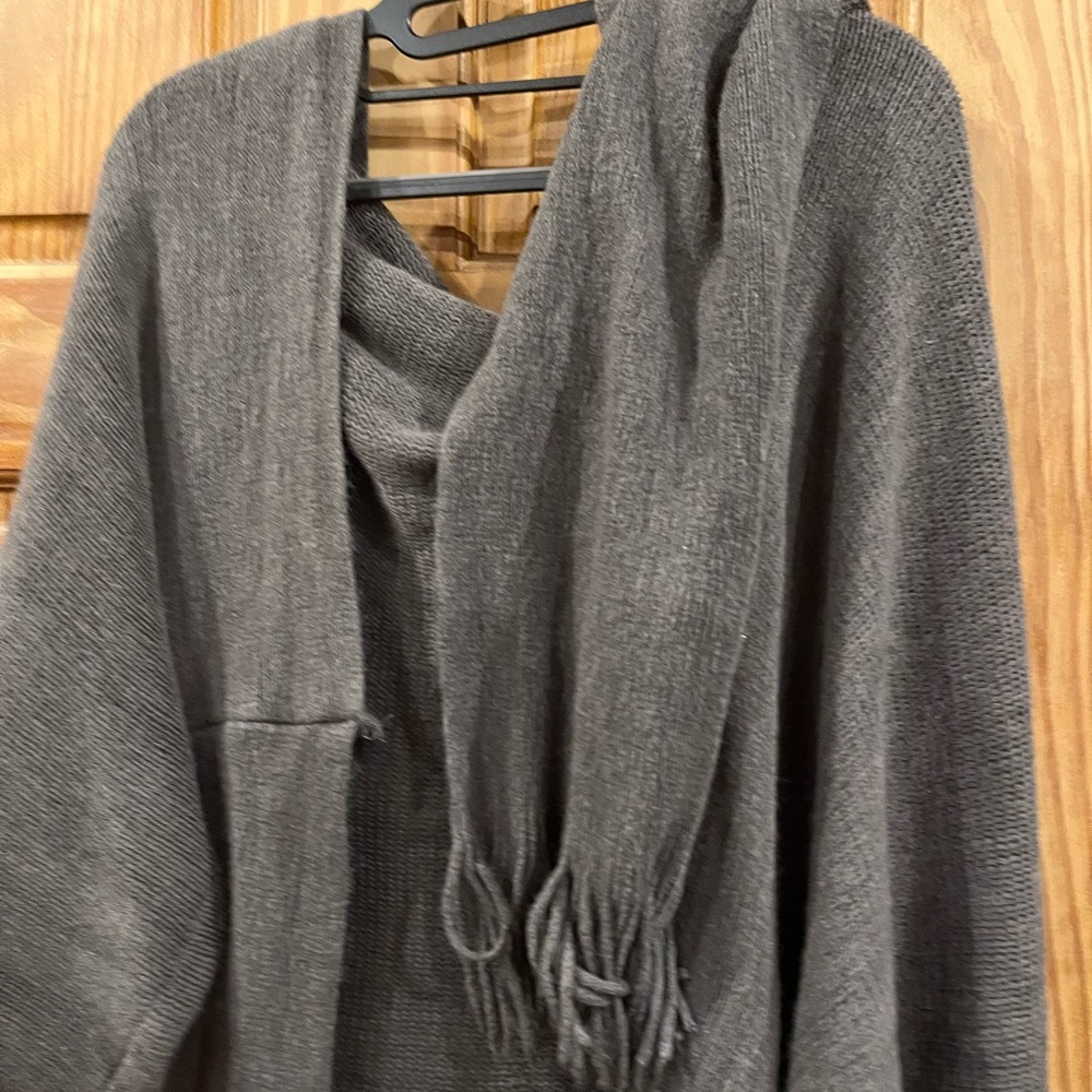 Gray Cowl Neck Sweater Soft Knit Turtleneck and scarf